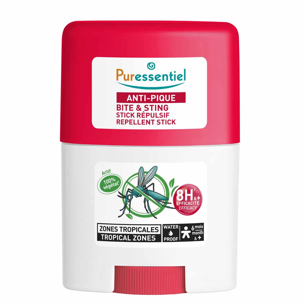 Puressentiel Antipic Repelente en barra Zonas tropicales Mosquitos tigre y tropicales A partir de 6 meses 20ml