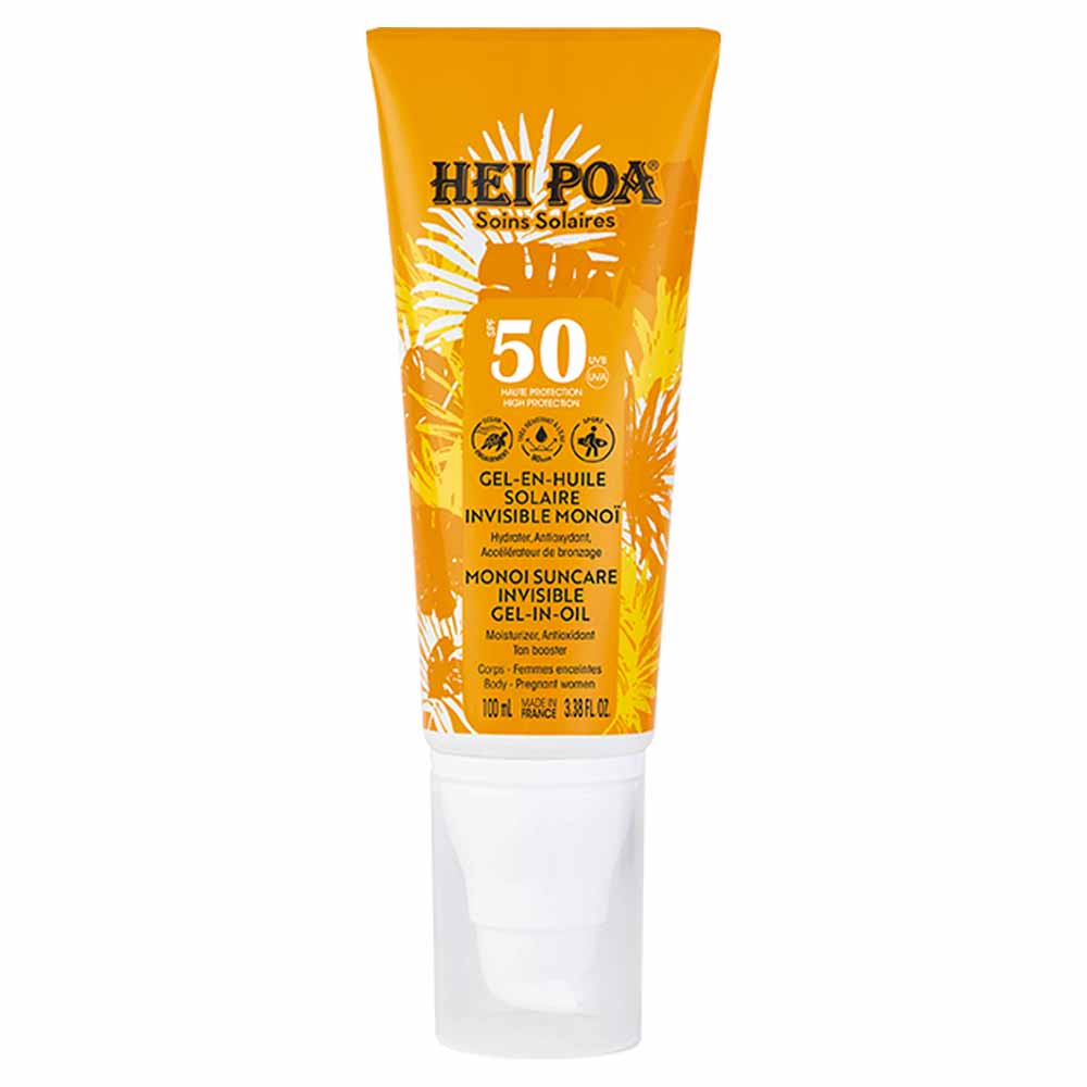 Hei Poa Gel-aceite solar invisible monoï SPF50 100 ml