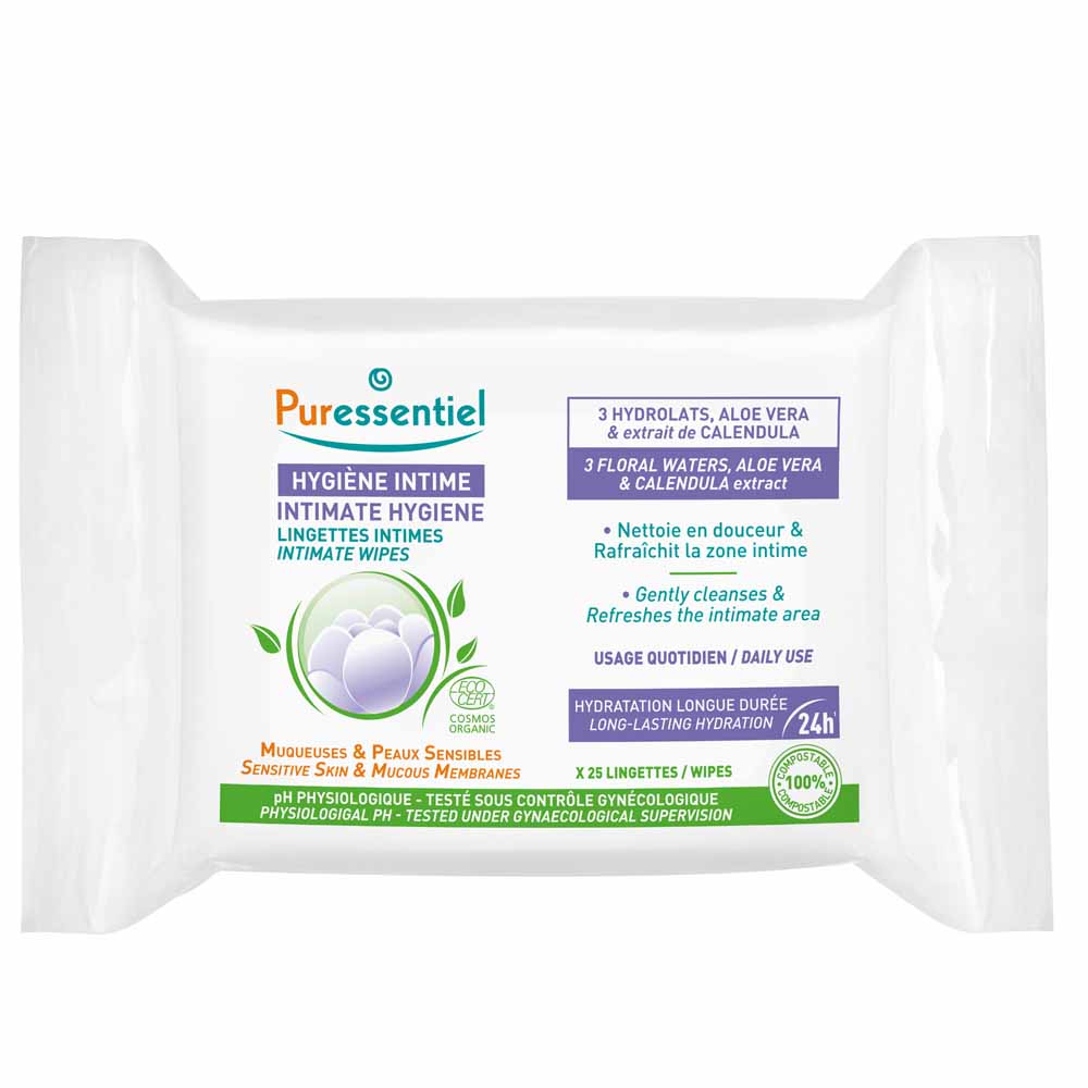 Puressentiel Higiene Íntima Toallitas íntimas diarias ecológicas Piel sensible x25