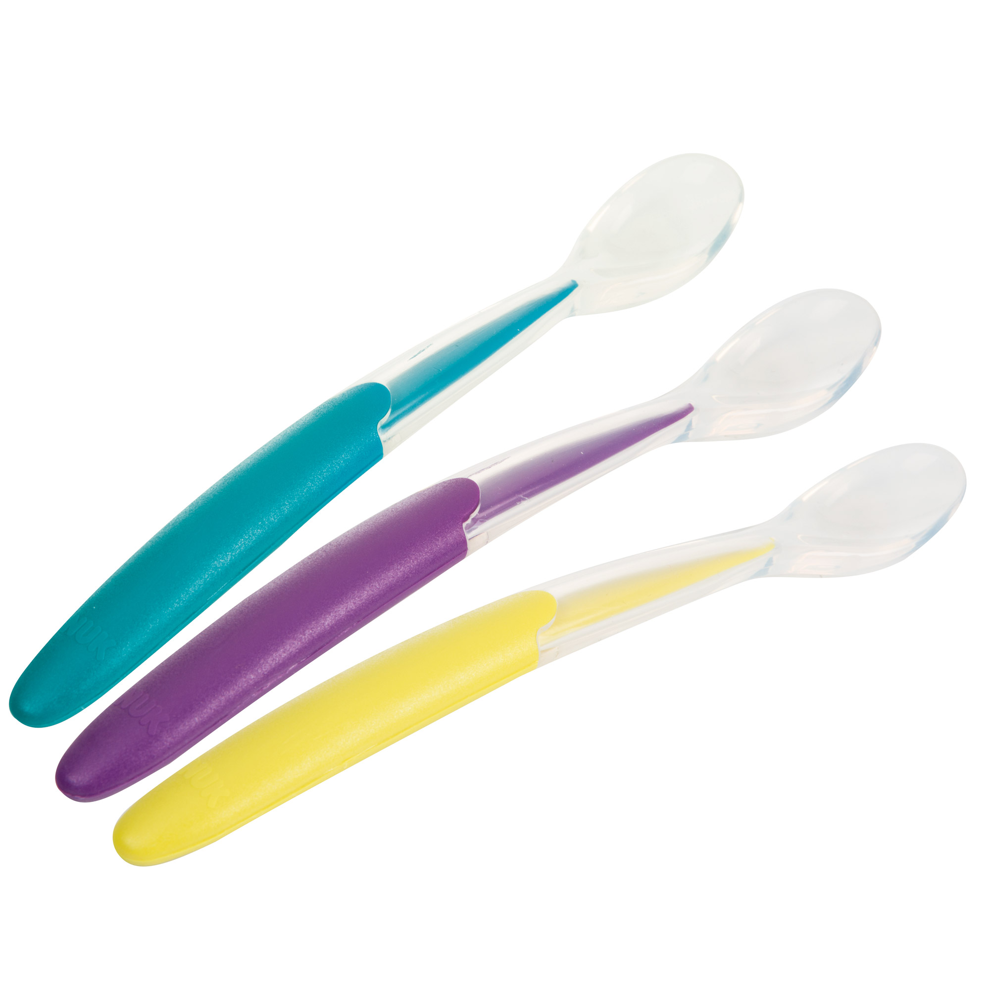 Nuk Juego de 3 cucharas de silicona blanda a partir de 6 meses