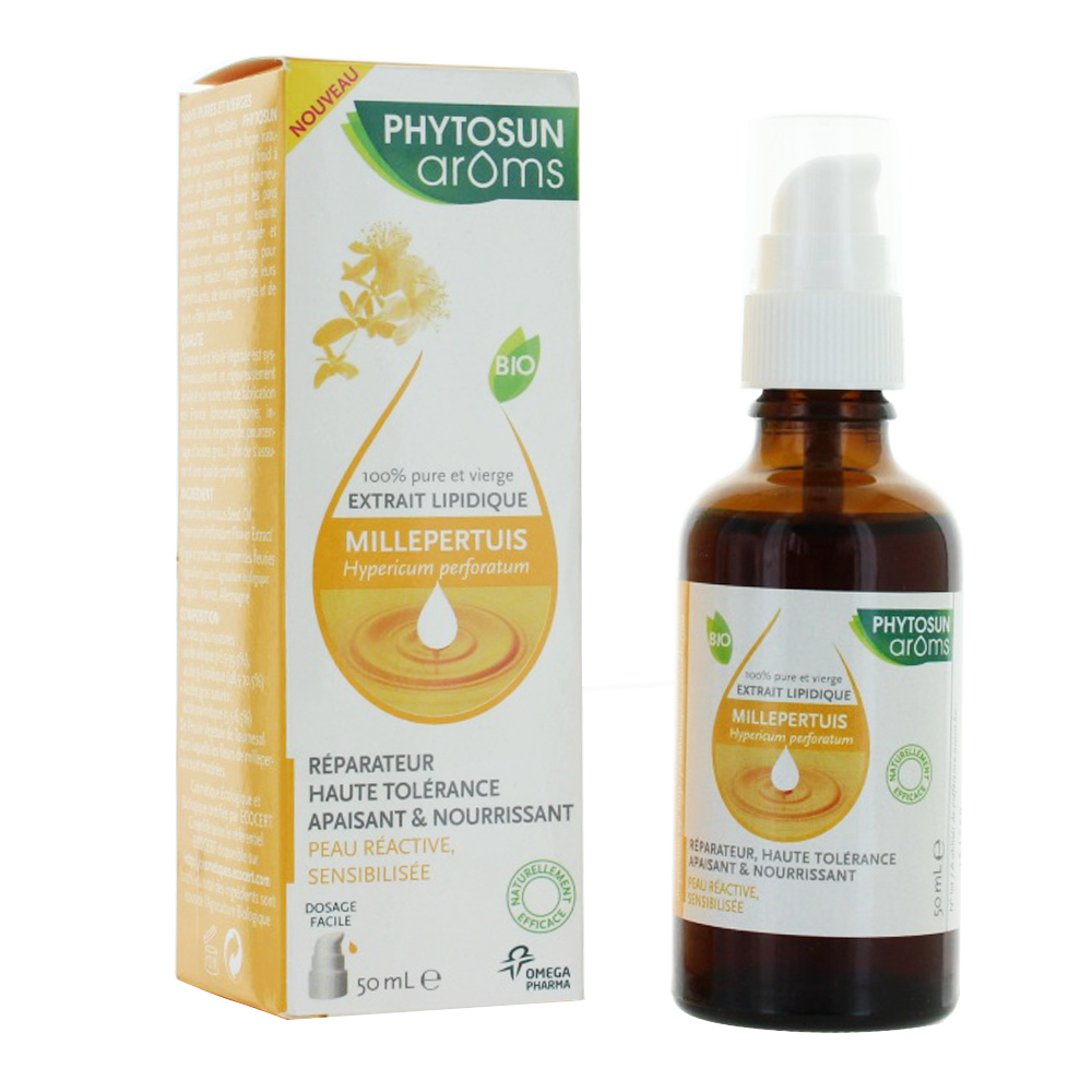 Phytosun Aroms Aceite vegetal de hipérico bio pieles sensibles y reactivas 50 ml