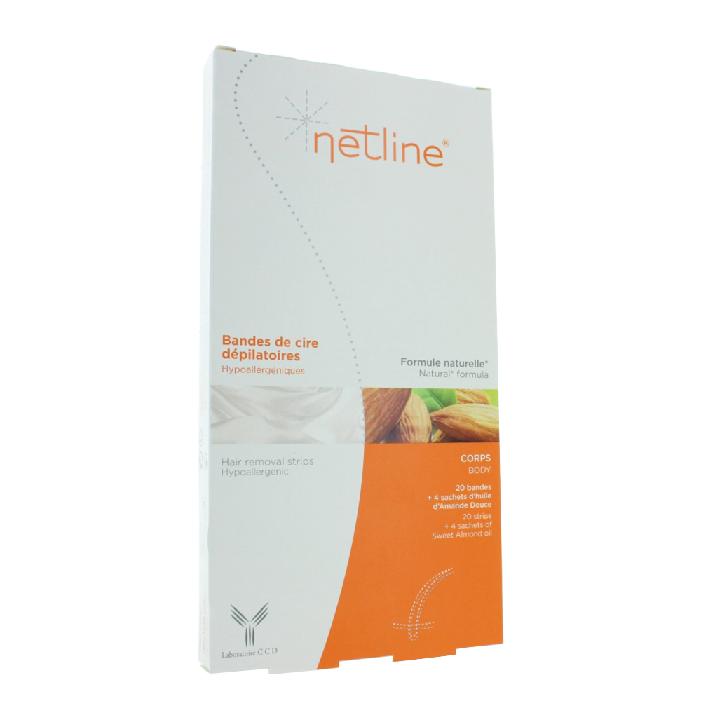 Netline 20 Bandas Depilatorias Cuerpo + 4 Sobres Aceite Almendra Dulce