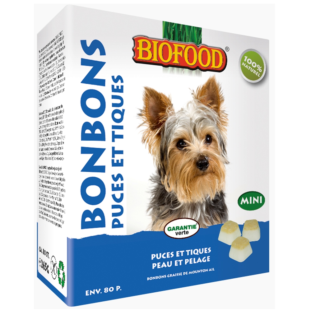 Biofood BF Petfood Gominola anti pulgas y garrapatas maxi para perro grasa de cordero y ajo x80