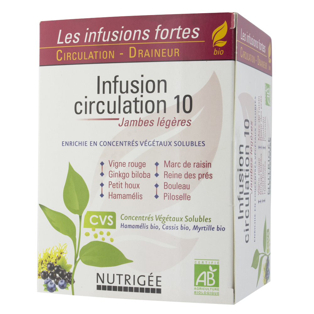 Nutrigée Infusión circulación 10 para piernas ligeras 30 bolsitas