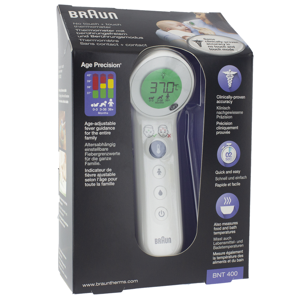 Braun Bnt400we Termómetro Frontal Sin Contacto Con Precisión De Edad