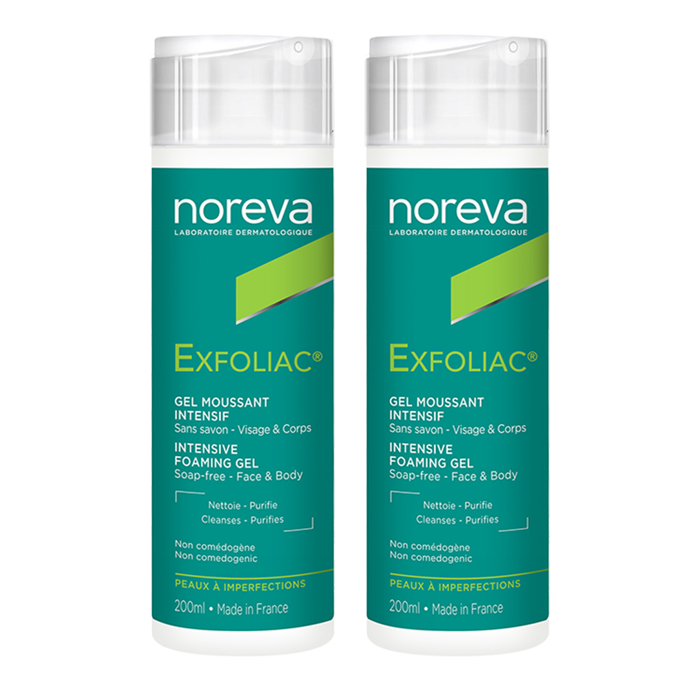 Noreva Exfoliac Gel Moussant Intensif Peaux A Imperfections 2x200 ml