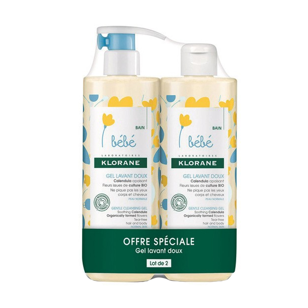 Klorane Bebé Gel limpiador suave 2x500ml