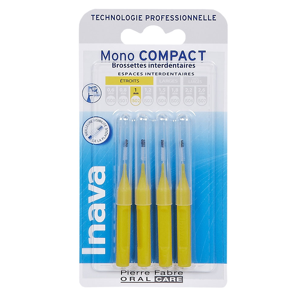 Inava Cepillos interdentales X4 Mono Compact amarillos de 1 mm