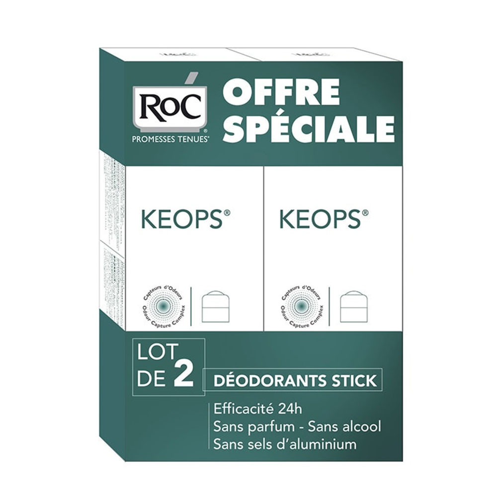 Roc Keops Desodorante en stick transpiración moderada 2 x 40 ml