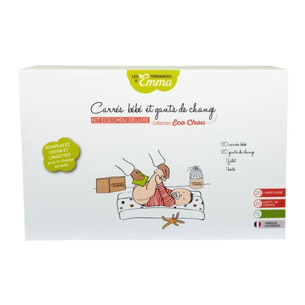 Les Tendances D'Emma Eco Chou Guantes de cambio + discos para bebés eucalipto