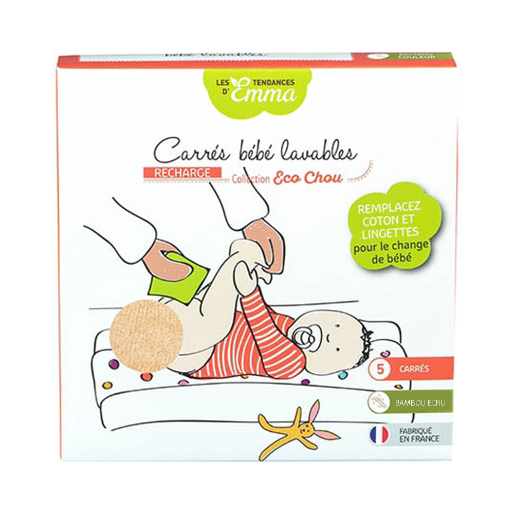 Les Tendances D'Emma Eco Chou Panos Cuadrados Lavables Bebe Bambu x5