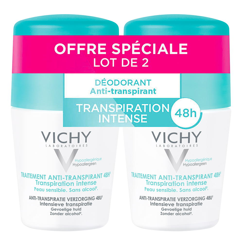 Vichy Desodorante Desodorante eficaz 48h sudoración intensa roll-on pieles sensibles 2 x 50 ml