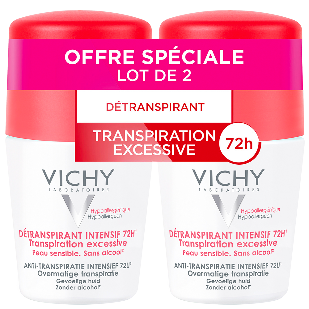 Vichy Desodorante Desodorante intenso eficaz 72h roll-on pieles sensibles 2 x 50 ml