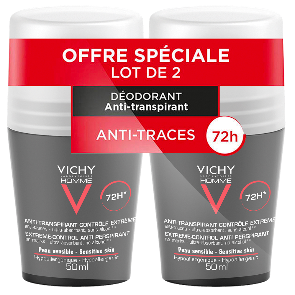 Vichy Desodorante Desodorante eficaz 72h control de transpiración en formato roll-on 2 x 50 ml