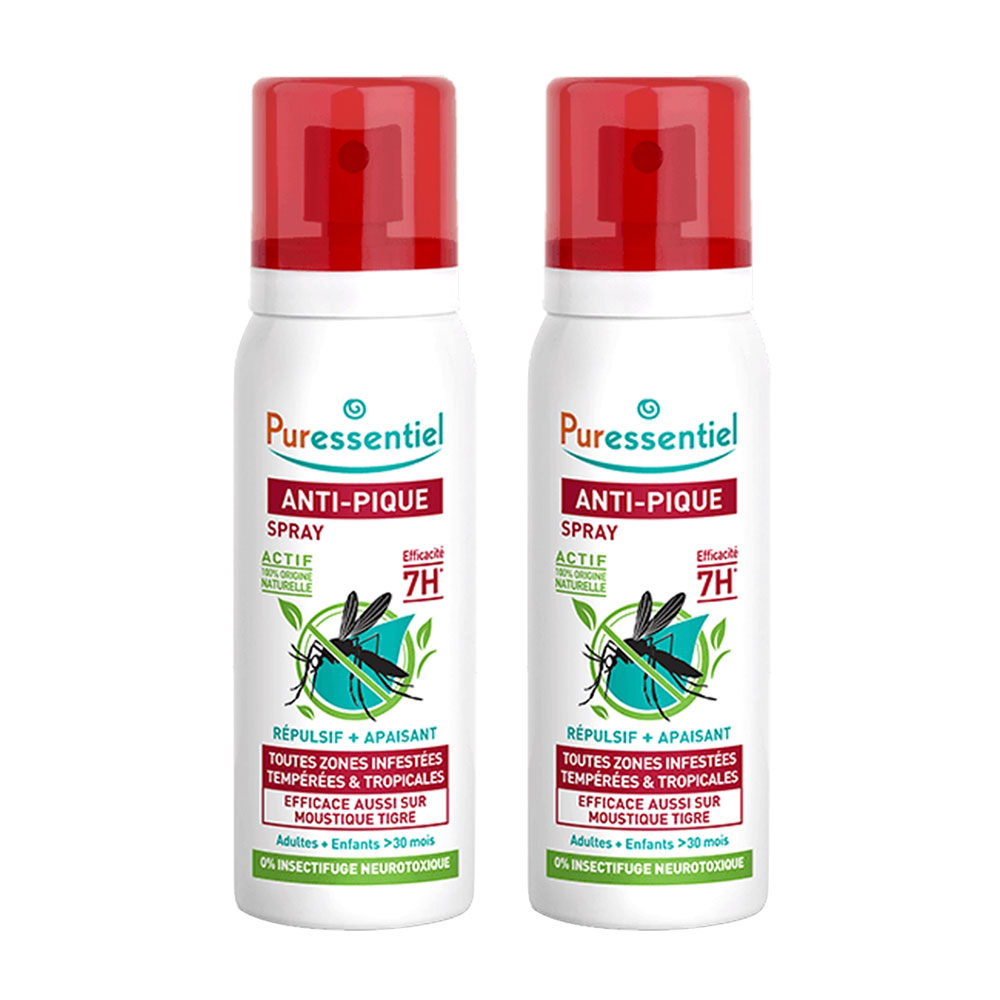 Puressentiel Antipic Spray repelente y calmante antimosquitos adultos y niños 2x75ml