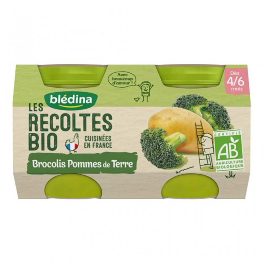 Blédina Potitos brócoli y manzana bio 2x130g