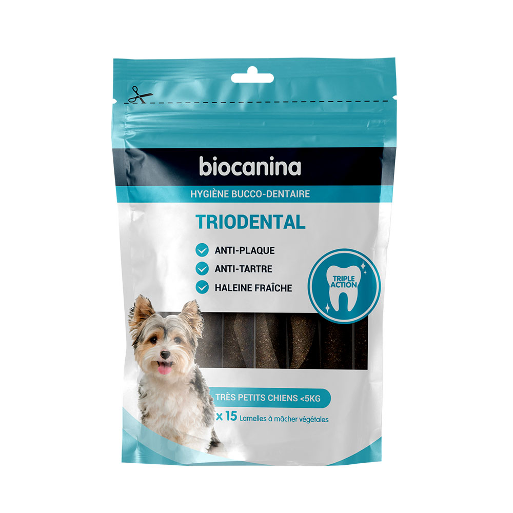 Biocanina Láminas para masticar Triodental perros de menos de 5kg x15