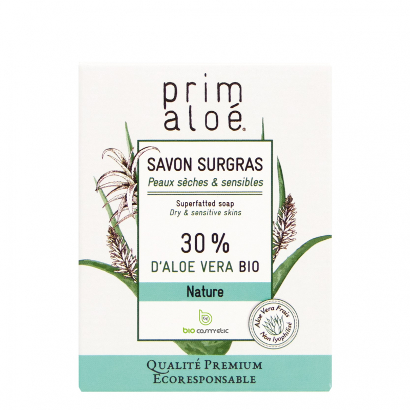 Prim Aloe Primaloe® Jabón nutritivo 30% Aloe Vera fresco y ecológico 100g