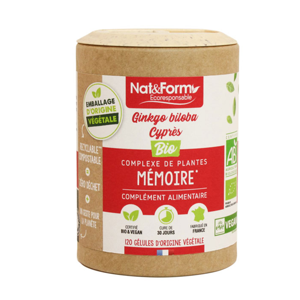 Nat&Form Memoria - Ginkgo/Cypres Bio Eco 120 cápsulas vegetales