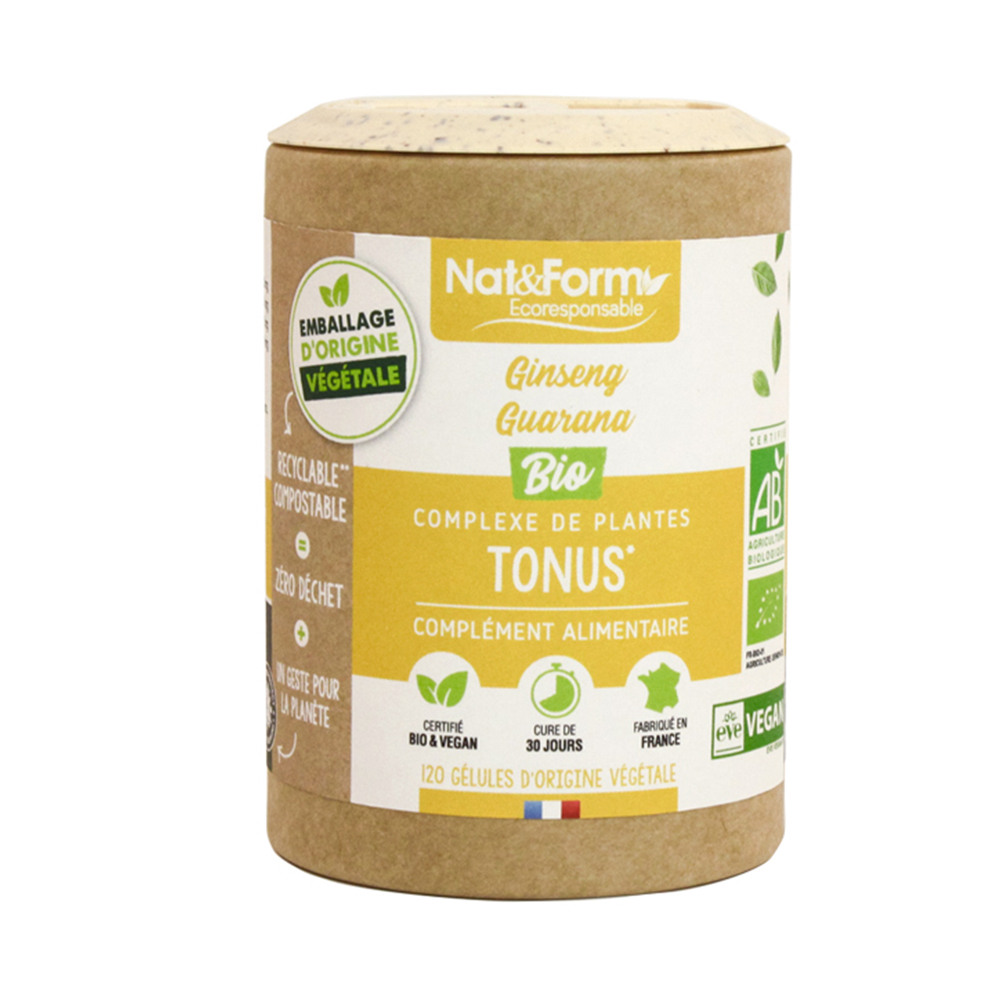 Nat&Form Tonus - Ginseng/Guarana ecológico 120 cápsulas vegetales
