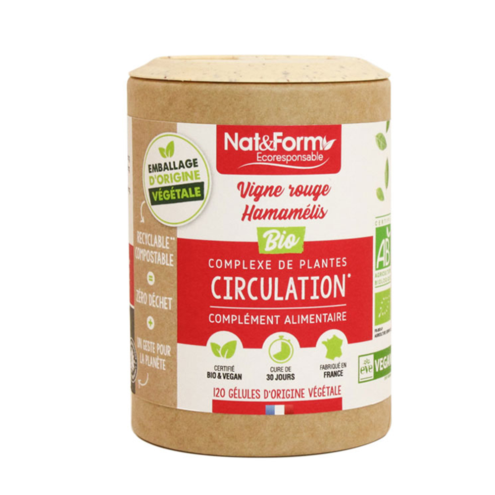 Nat&Form Circulación - Vid roja/Hamamelis bio 120 cápsulas vegetales