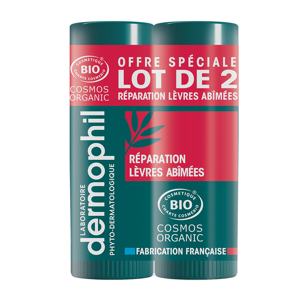 Dermophil Indien Intensos Sticks reparadores labiales ecológicos Labios dañados 2x4g