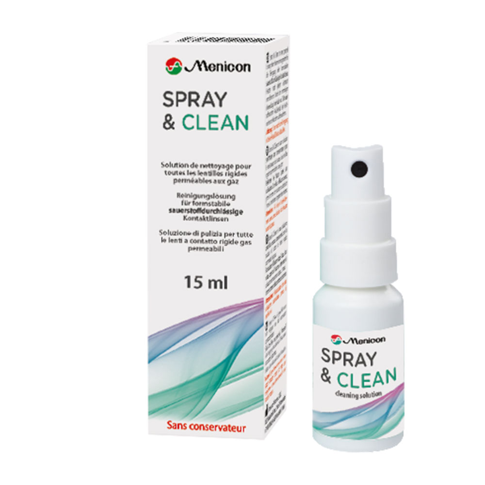 Menicon Spray & Clean Solución limpiadora para lentes rígidas permeables 15 ml