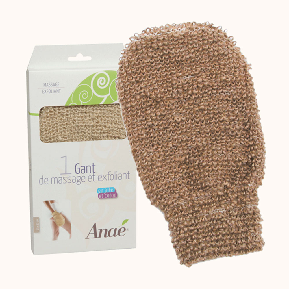 Anae Guante de masaje exfoliante de yute y algodón