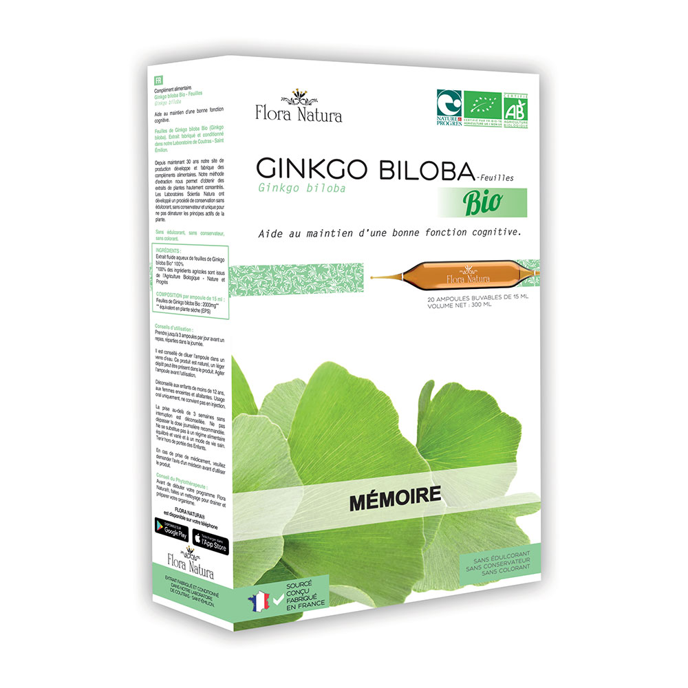Flora Natura Ginkgo Biloba ecológico Memoria 20 ampollas