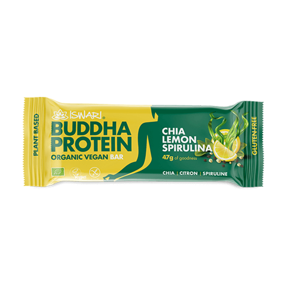 Iswari Barrita Energética Bouddha Proteína Orgánica, Chi, Limón y Espirulina 47g