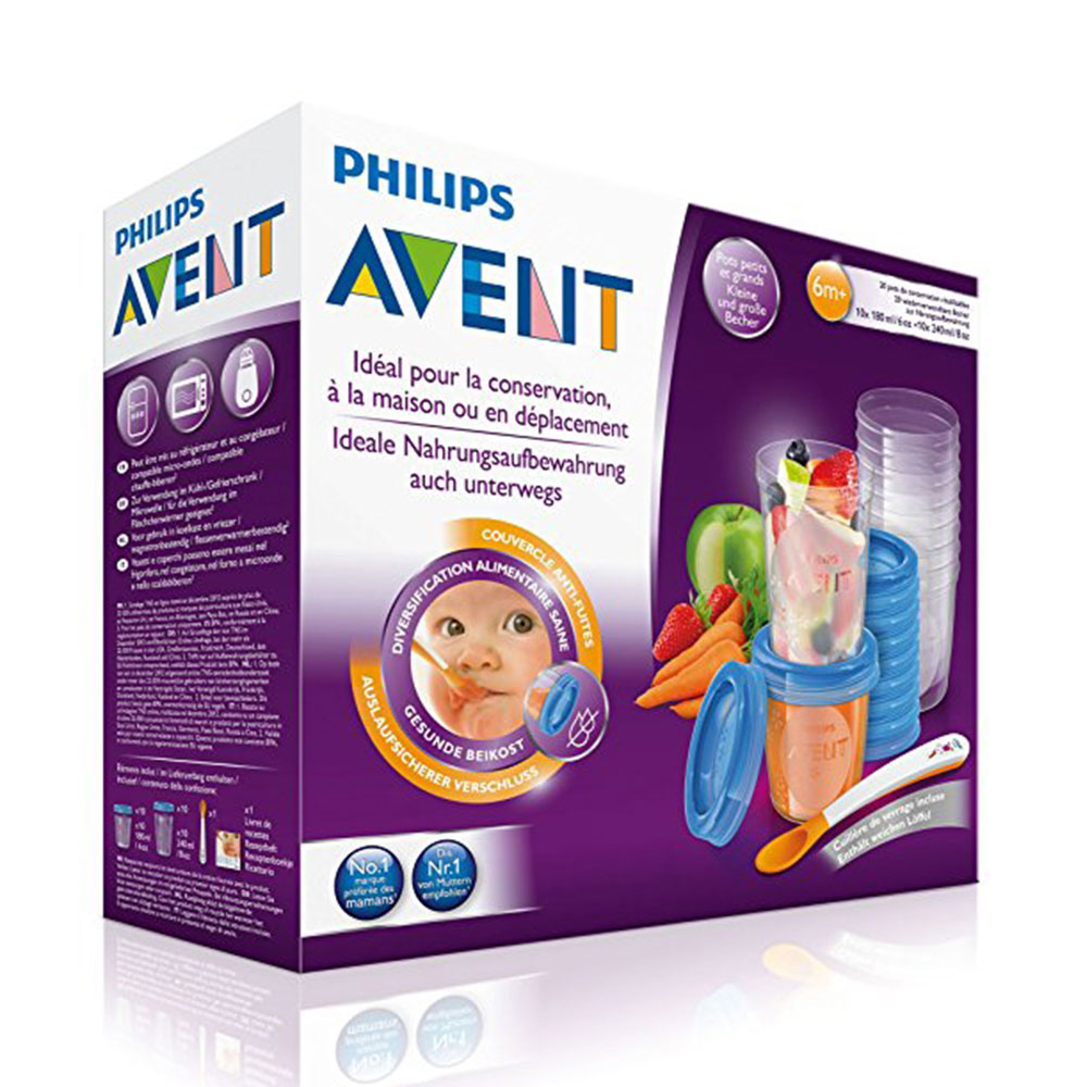 Avent Accesorios Tarros de almacenamiento + cuchara de destete 6 meses o más