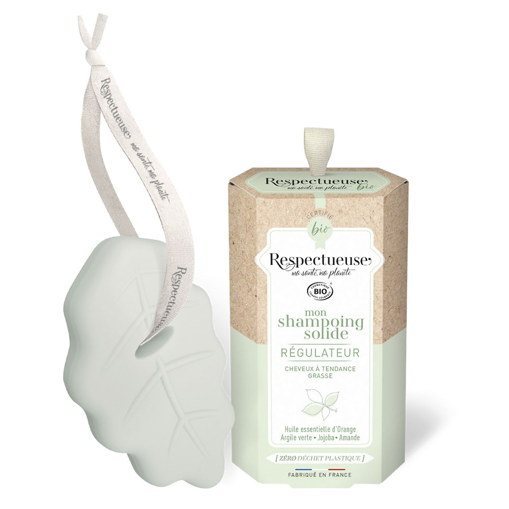 Respectueuse Champú sólido regulador ecológico Fragancia natural de naranja 75g