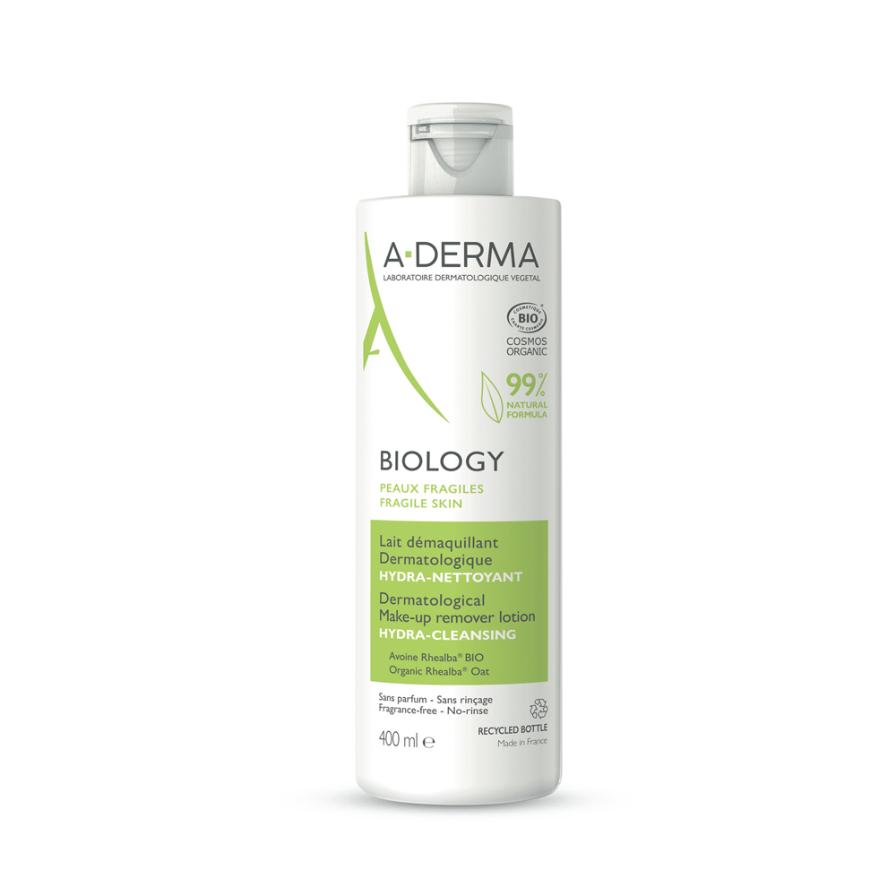 A-Derma Biology Leche desmaquillante dermatológica limpieza hidratación bio 400ml