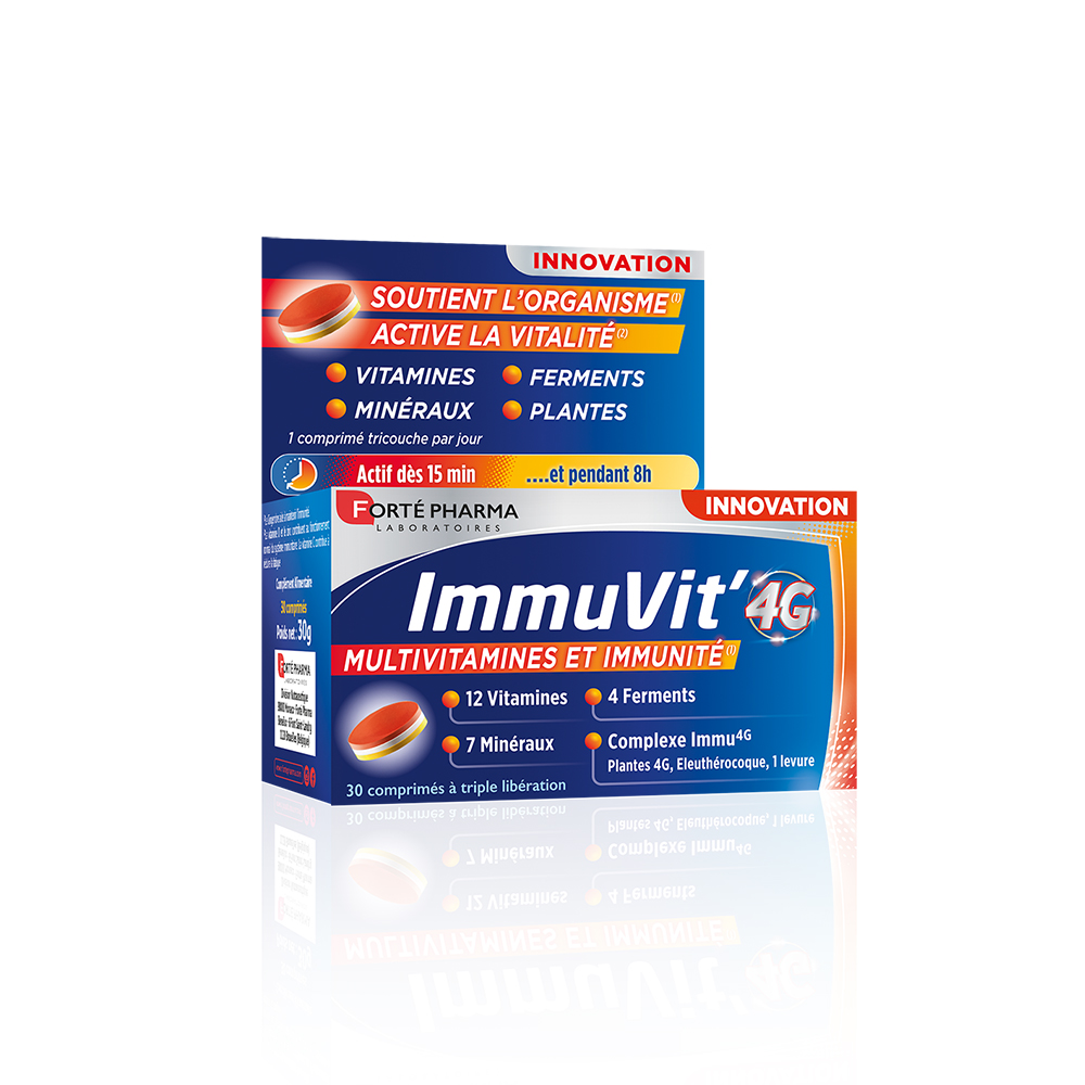 Forté Pharma ImmuVit'4G Inmunidad adulto vitaminas minerales y fermentos 30 comprimidos de triple capa