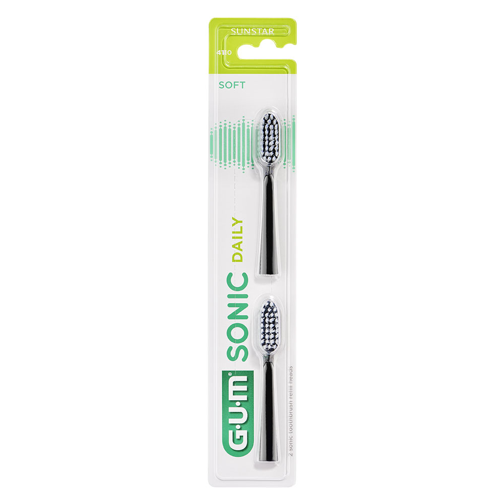 Gum Sonic Daily Recambios de cepillo de dientes negros x2